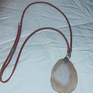 Adjustable leather geoed necklace